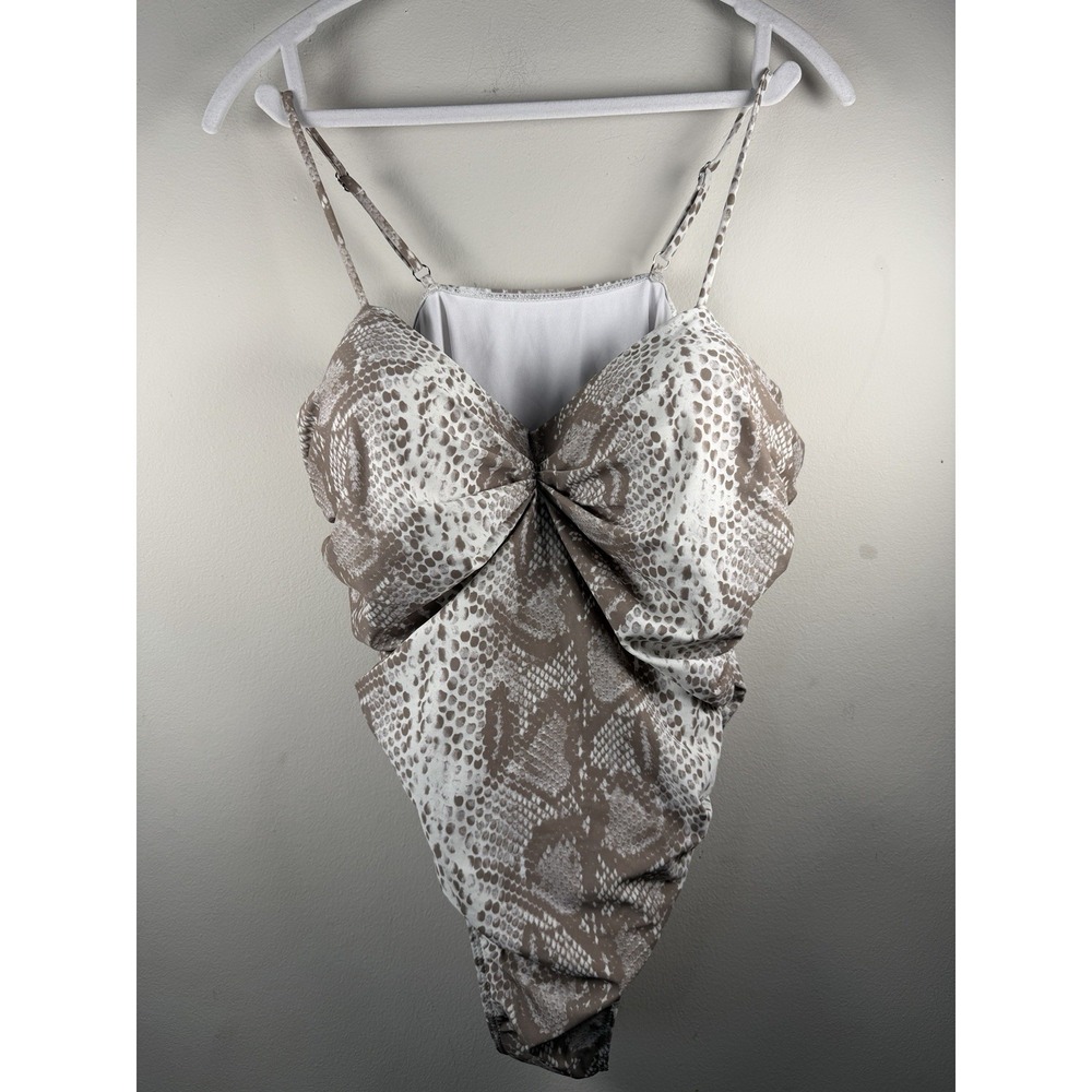 Matte Collection Tan SnakePrint 2X Swimsuit One‎ Piece Bodycon Adjustable Strapy